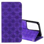 For Samsung Galaxy S21 Ultra 5G Lucky Flowers Embossing Pattern Magnetic Horizontal Flip Leather Case with Holder & Card Slots(Purple)