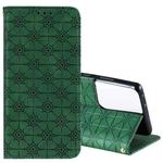 For Samsung Galaxy S21 Ultra 5G Lucky Flowers Embossing Pattern Magnetic Horizontal Flip Leather Case with Holder & Card Slots(Dark Green)