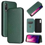 For Rakuten Hand Carbon Fiber Texture Horizontal Flip TPU + PC + PU Leather Case with Card Slot(Green)