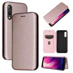 For Rakuten Hand Carbon Fiber Texture Horizontal Flip TPU + PC + PU Leather Case with Card Slot(Pink)