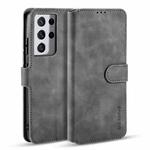 For Samsung Galaxy S21 Ultra 5G DG.MING Retro Oil Side Horizontal Flip Case with Holder & Card Slots & Wallet(Grey)