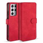 For Samsung Galaxy S21 Ultra 5G DG.MING Retro Oil Side Horizontal Flip Case with Holder & Card Slots & Wallet(Red)