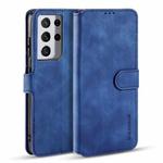 For Samsung Galaxy S21 Ultra 5G DG.MING Retro Oil Side Horizontal Flip Case with Holder & Card Slots & Wallet(Blue)