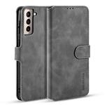 For Samsung Galaxy S21 5G DG.MING Retro Oil Side Horizontal Flip Case with Holder & Card Slots & Wallet(Grey)