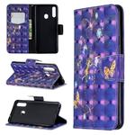 For Galaxy A20s 3D Pattern Colored Drawing Horizontal Flip Leather Case with Holder & Card Slots & Wallet(Purple Butterfly)