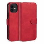 For iPhone 12 mini DG.MING Retro Oil Side Horizontal Flip Case with Holder & Card Slots & Wallet (Red)