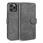 For iPhone 12 / 12 Pro DG.MING Retro Oil Side Horizontal Flip Case with Holder & Card Slots & Wallet(Grey)