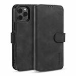 For iPhone 12 / 12 Pro DG.MING Retro Oil Side Horizontal Flip Case with Holder & Card Slots & Wallet(Black)