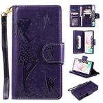 For Galaxy Note 10 Plus Woman and Cat Embossed Horizontal Flip Leather Case, with Wallet & Holder & Card Slots & Photo Frame & Mirror & Lanyard(Purple)