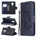 For Huawei Mate 30 Lite Two Butterflies Embossing Pattern Horizontal Flip Leather Case with Holder & Card Slot & Wallet & Lanyard(Dark Blue)