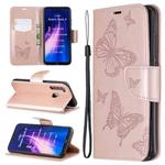 For Xiaomi Redmi Note 8 Two Butterflies Embossing Pattern Horizontal Flip Leather Case with Holder & Card Slot & Wallet & Lanyard(Gold)