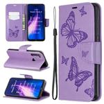 For Xiaomi Redmi Note 8 Two Butterflies Embossing Pattern Horizontal Flip Leather Case with Holder & Card Slot & Wallet & Lanyard(Purple)