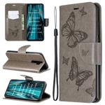 For Xiaomi Redmi Note 8 Pro Two Butterflies Embossing Pattern Horizontal Flip Leather Case with Holder & Card Slot & Wallet & Lanyard(Grey)
