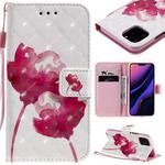 For iPhone 11 Pro 3D Painted Pattern Horizontal Flip Leather Case, with Wallet & Holder & Card Slots & Lanyard(Red Rose)