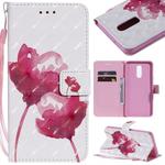 For LG Stylo 5 3D Painted Pattern Horizontal Flip Leather Case, with Wallet & Holder & Card Slots & Lanyard(Red Rose)