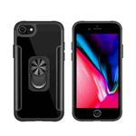 PC +TPU + Metal Shockproof Protective Case with Ring Holder For iPhone SE 2022 / SE 2020 / 8 / 7(Black)