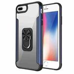 PC +TPU + Metal Shockproof Protective Case with Ring Holder For iPhone 8 Plus / 7 Plus(Navy Blue)