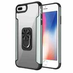 PC +TPU + Metal Shockproof Protective Case with Ring Holder For iPhone 8 Plus / 7 Plus(Light Green)