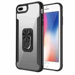 PC +TPU + Metal Shockproof Protective Case with Ring Holder For iPhone 8 Plus / 7 Plus(Black)
