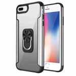 PC +TPU + Metal Shockproof Protective Case with Ring Holder For iPhone 8 Plus / 7 Plus(Silver)