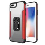 PC +TPU + Metal Shockproof Protective Case with Ring Holder For iPhone 8 Plus / 7 Plus(Red)