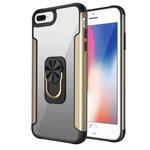 PC +TPU + Metal Shockproof Protective Case with Ring Holder For iPhone 8 Plus / 7 Plus(Gold)