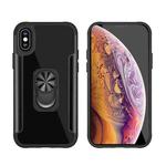PC +TPU + Metal Shockproof Protective Case with Ring Holder For iPhone XS / X(Black)