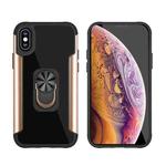 PC +TPU + Metal Shockproof Protective Case with Ring Holder For iPhone XS / X(Gold)