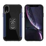 PC +TPU + Metal Shockproof Protective Case with Ring Holder For iPhone XR(Navy Blue)