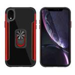 PC +TPU + Metal Shockproof Protective Case with Ring Holder For iPhone XR(Red)