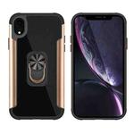 PC +TPU + Metal Shockproof Protective Case with Ring Holder For iPhone XR(Gold)