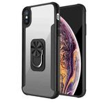 PC +TPU + Metal Shockproof Protective Case with Ring Holder For iPhone XS Max(Black)