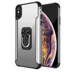 PC +TPU + Metal Shockproof Protective Case with Ring Holder For iPhone XS Max(Silver)