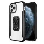 PC +TPU + Metal Shockproof Protective Case with Ring Holder For iPhone 12 / 12 Pro(Black)