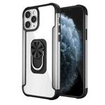 PC +TPU + Metal Shockproof Protective Case with Ring Holder For iPhone 12 / 12 Pro(Silver)