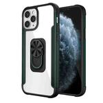 PC +TPU + Metal Shockproof Protective Case with Ring Holder For iPhone 12 / 12 Pro(Green)