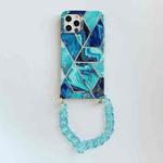 Electroplating Splicing TPU Protective Case with Chain Strap For iPhone 11 Pro(Blue)