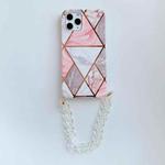 For iPhone 12 mini Electroplating Splicing TPU Protective Case with Chain Strap (Pink)
