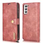 For Samsung Galaxy S21 5G DG.MING Crazy Horse Texture Flip Detachable Magnetic Leather Case with Holder & Card Slots & Wallet(Red)