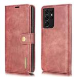For Samsung Galaxy S21 Ultra 5G DG.MING Crazy Horse Texture Flip Detachable Magnetic Leather Case with Holder & Card Slots & Wallet(Red)