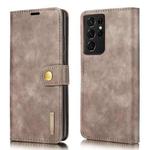 For Samsung Galaxy S21 Ultra 5G DG.MING Crazy Horse Texture Flip Detachable Magnetic Leather Case with Holder & Card Slots & Wallet(Grey)
