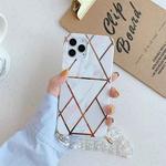 For iPhone 11 Electroplating Splicing Geometric Pattern TPU Protective Case with Chain Strap (White)