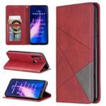 For Xiaomi Redmi Note 8 Rhombus Texture Horizontal Flip Magnetic Leather Case with Holder & Card Slots(Red)