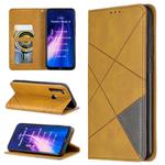 For Xiaomi Redmi Note 8 Rhombus Texture Horizontal Flip Magnetic Leather Case with Holder & Card Slots(Yellow)