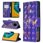 For Huawei Mate 30 Pro 3D Pattern Colored Drawing Horizontal Flip Leather Case with Holder & Card Slots & Wallet(Purple Butterfly)