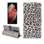 For Samsung Galaxy S21 Ultra 5G Leopard Pattern Horizontal Flip Leather Case with Holder & Card Slots(Brown)