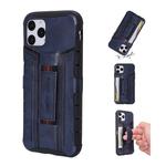 For iPhone 11 Pro Four-Corner Shockproof Paste Skin TPU Protective Case with Card Slots(Blue)