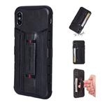 For iPhone XS / X Four-Corner Shockproof Paste Skin TPU Protective Case with Card Slots(Black)