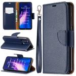 For Xiaomi Redmi Note 8 Litchi Texture Pure Color Horizontal Flip PU Leather Case with Holder & Card Slots & Wallet & Lanyard(Dark Blue)