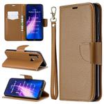 For Xiaomi Redmi Note 8 Litchi Texture Pure Color Horizontal Flip PU Leather Case with Holder & Card Slots & Wallet & Lanyard(Brown)